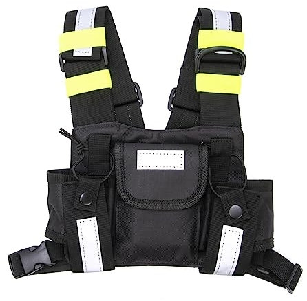 Ukbzxcmws Ceinture pectorale bidirectionnelle pour radio Gilet d'épaule Poche avant Radio Sac de transport réfléchissant pour sac C Pack Réutilisable
