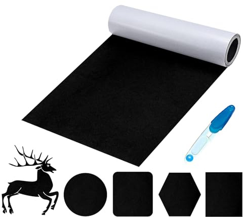 LFBEST Feltro Autoadesivo Rotolo Nero,30 * 220 cm Tessuto in Feltro Fogli Adesivi Feltri Antiscivolo Taglio Libero in Qualsiasi Forma,per Fai per Bambini, Scatole Regalo,Cornici,Sedie e Divani
