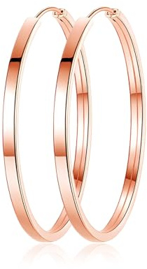 Kamise Örhängen 925 sterlingsilver kreoler för kvinnor, allergivänliga stora örhängen, lätta kreoler i 40/50/60 mm diameter, vikbara creoler runda runda runda örhängen, 3 par silver kreoler örhängen