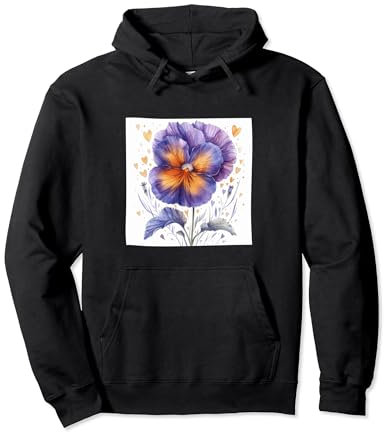 Stiefmütterchen Blumen mit Herzen rund um Boho-Stil Grafik Pullover Hoodie