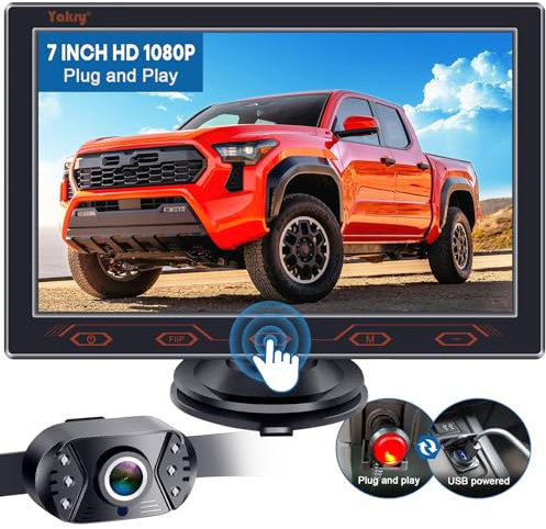 7-inch Backup Camera Ease-Setup for Cars: HD 1080P Touch Key Rear View Camera Real Time Image - Waterproof Reverse Camera for Van SUV Truck Y16