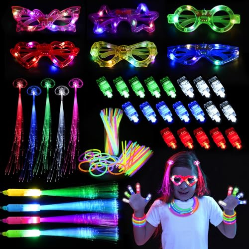 LURICO Bracelet Fluorescent Lumineux 85 Pièces, Bâton Lumineux avec Lunette LED, Jouets Lumineux, Lumières de Doigt, Serre-Tete Lumineux, Accessoire Fluo pour Fête Anniversaire Mariage Decoration