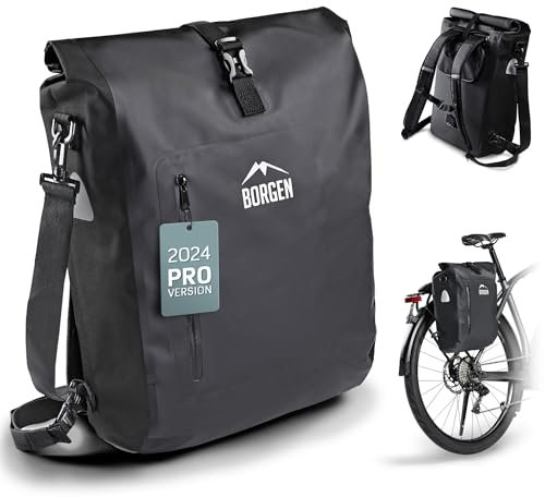 Borgen Fahrradtasche für Gepäckträger I 25 L - 100% Wasserdicht - Tragegriff und Schultergurt - Fahrradtaschen hinten, Fahrradtaschen für gepäckträger, gepäckträgertasche