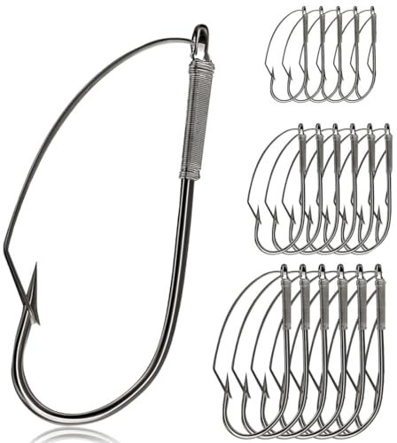 SULIUDAJI 18 Pcs Angelhaken Unkrautfreie Wurmhaken Haken Professionelle V Wels Bass Angelhaken Für Süßwasser Salzwasser 3 Arten Von Haken 1/0 2/0 3/0