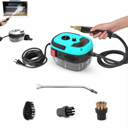 Limpiador a vapor de mano a alta temperatura y presurizado de 2500 W, limpiador a vapor de alta presión for automóviles y muebles, limpiador a vapor for alfombras con cabezales de cepillo, aspiradora