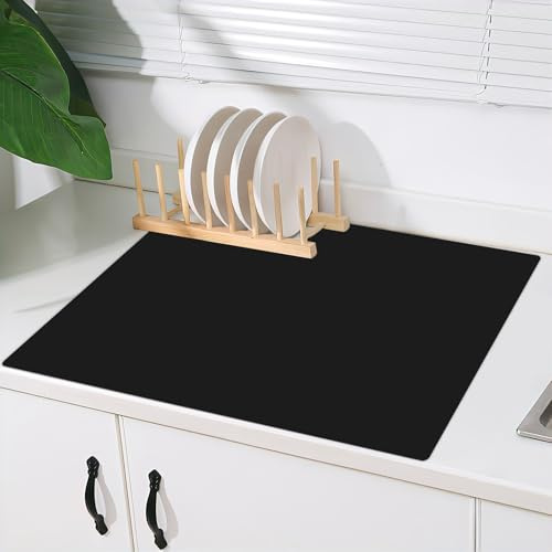 2 MM Super Thick Large Silicone Mat, 23.6x23.6 for Kitchen Counter, Non-slip Heat Resistant, Thicken Waterproof Countertop Protector for Craft (Black)