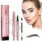 Magic Eyebrow Pen, 2024 New Microblading Eyebrow Pencil with 4 Micro Fork Tip & Precise Brush-Tip, 3D Waterproof Magic Brow Pencil for Makeup Beginners, Creates Natural Looking (02# Dark Brown)