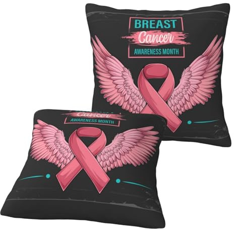 Juego de 2 fundas de almohada de 18 x 18 pulgadas (sin almohada), cinta con alas de ángel, funda de almohada decorativa cuadrada para sofá, cama, sala de estar, decoración de casa, funda de cojín