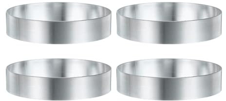 QUARKZMAN 4Pezzi Anello per Torta Rotondo 3,54 x 1 Pollice Acciaio Inossidabile Senza Saldature Anello per Dolci Specchio Rivestimento per Cottura Torta frittella Inglese Strumento