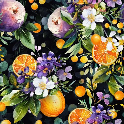 JIAOQSS Selbstklebende Tapete Blumen Orange Frucht Dunkel Mustertapete Selbstklebend Vinyl Möbelfolie Wohnzimmer Schlafzimmer Klebetapete Möbel Kabinett Decor