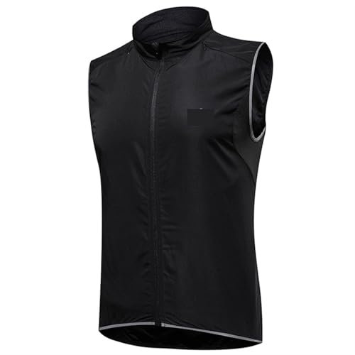 Chaqueta de ciclismo, chaqueta cortavientos for bicicleta, chaleco for ciclismo al aire libre, cortavientos sin mangas, impermeable, ropa reflectante for bicicleta Chaleco Ciclismo Hombre(Black,3XL)