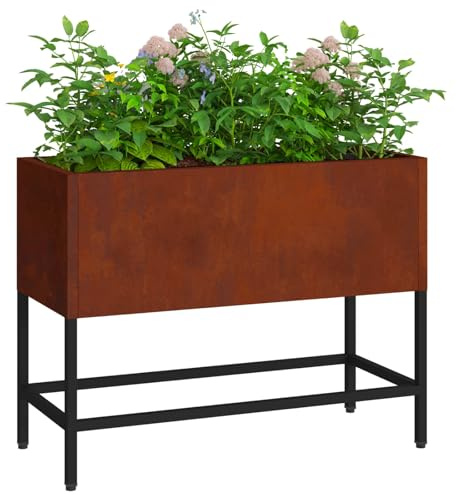 vidaXL Hochbeet Gartenpflanzer Rostig 60 x 26 x 45 cm Wetterfeststahl | Aus strapazierfähigem Cortenstahl, der super lange hält, Funktioniert prima drinnen und draußen,