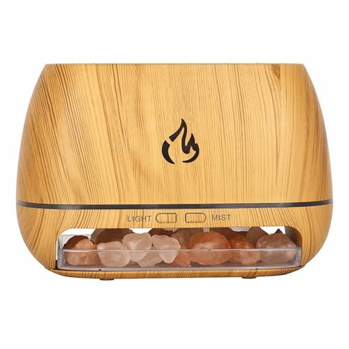 Luftbefeuchter Wohnzimmer Coozy Land Coozy Home Rock Duftdiffusor, Rock-Lampe für Home Deco Yoga, handgeschnitzter Sockel aus echtem Holz Duftwachs Lampe Elektrisch (Yellow, One Size)