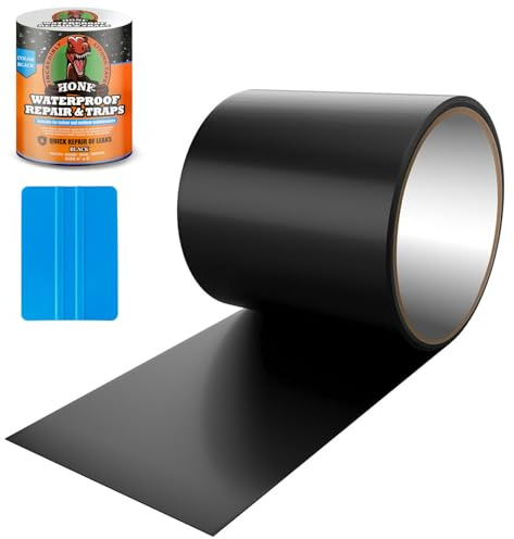 Huxawak Waterproof Tape Black | 4 x 5 ft | Waterproof Patch & Seal Tape with Sealing Tool | UV Resistant Adhesive Tape | Sealant Tape for PVC Pipes, Plumbing & Gutters, Pool Garden Pipe Leak