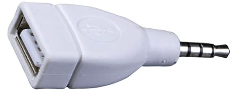 Adaptador convertidor de sonido USB 2.0 hembra a 3.5 mm macho auxiliar enchufe blanco