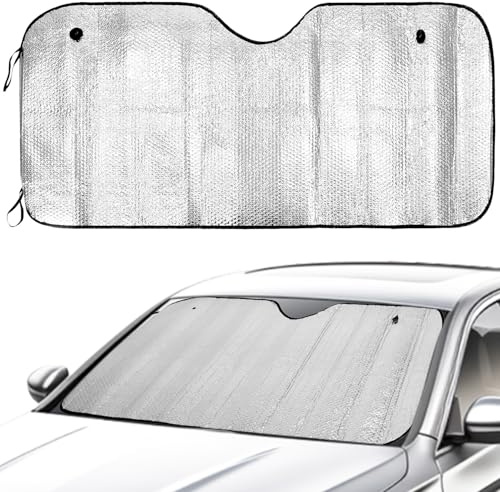 QWORK® Protector Solar para Parabrisas automóvil, 130 x 60 cm Plegable Parasol Coche Delantero, protección UV y contra el Calor