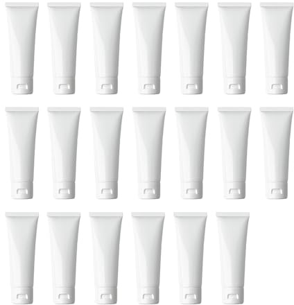 Upstore 20PCS 80ml Empty Refillable White Plastic Squeeze Tubes with Flip Top Cap for Travel Shampoo Lotion Cream Toiletries Cosmetic Storage Bottles
