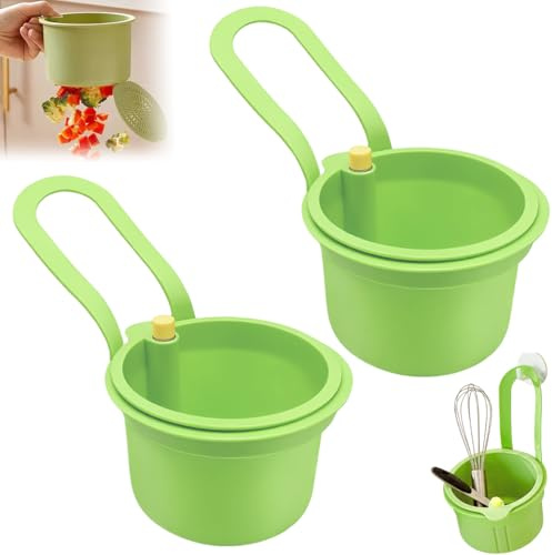 Sieb für Spülbecken, 2pcs Abtropfbehälter Spüle, Spülbecken Sieb, Wasserhahn Hängesieb, Abnehmbare Silikon Waschbecken Sieb, Abtropfsieb Spülbecken für Waschen/Organizer in Küche