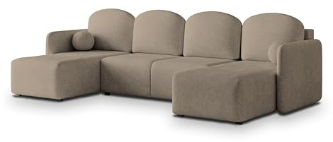 Masseno Ecksofa NUBERO NV mit Schlaffunktion U-Form, Sofa mit Bettkasten, Wohnzimmersofa, Couch, Soffa, Bettsofa, Couchgarnitur- Braun, Neve 16