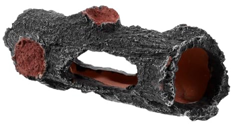 UKCOCO Souche Décorative D'aquarium Creuse pour Reptiles et Poissons, Tronc Artificiel Solide, Taille Compacte, Abri Naturel pour Terrarium, Habitat Adapté aux Tortues et Amphibiens