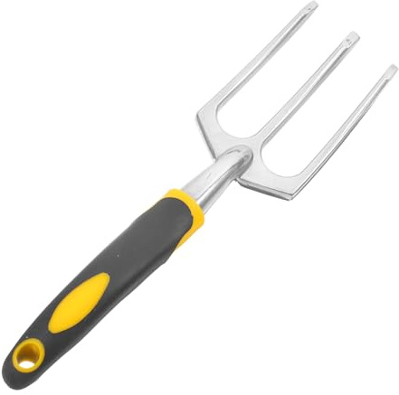VICASKY Fourche de Jardinage à Main Acier Inoxydable Râteau Petit Modèle Ergonomique pour Fleurs Légumes et Bonsaïs Outil de Culture et Aération Sol