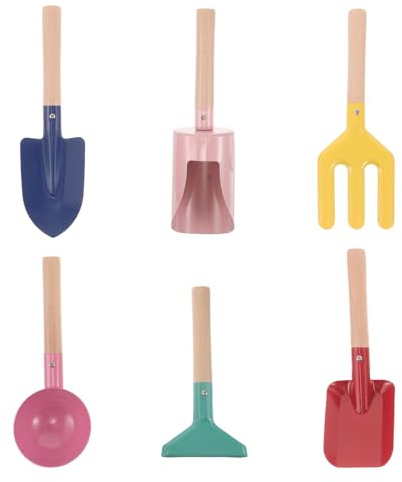 SUPVOX 1 set di giocattoli da spiaggia per bambini: attrezzi da giardinaggio con manico in legno - mini pale da spiaggia per giochi estivi all'aperto - attrezzi da giardino e giardinaggio per