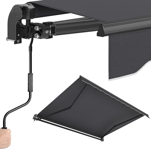 SONGMICS Toldo de Brazos Articulados, Toldo con Manivela, Parasol para Balcón, UPF 50+, Aleación de Aluminio, Ajustable, 300 x 250 cm, Gris GSA306GZ01