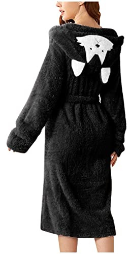 Batas de baño largas y esponjosas para mujer con capucha de forro polar - Batas de baño para mujer largas y suaves - Ropa de estar por casa cálida de forro polar - Toallas de baño de forro polar
