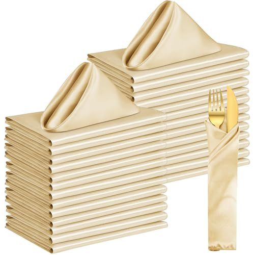 50er Pack Satin Servietten 43x43 cm – Edle Stoffservietten glänzend & weich