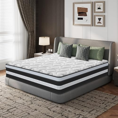 Materasso Matrimoniale 160x200 cm, materasso Ibrido Memory Foam e Molle Insacchettate, Ergonomico 10 Zone, Media Rigidità, Antibatterico, Traspirante, Anallergico, Certificato Oek-Tex, Altezza 30cm