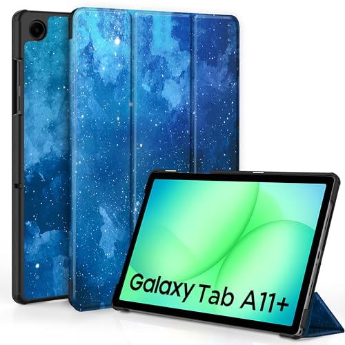 EasyAcc Hülle für Samsung Galaxy Tab A11+ Plus/ A9+ 11 Zoll Ultradünne | PU Leder Schutzhülle mit Standfunktion und Auto Sleep/Wake,Blauer Sternenhimmel
