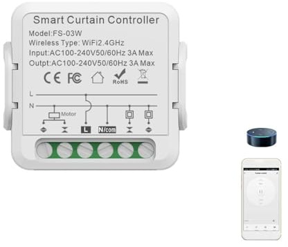 Annadue Controlador de Cortina Inteligente, Abridor de Cortina Inteligente WiFi, Módulo de Interruptor para Casa, Hotel, Apartamento, Oficina, Control de Voz, Dispositivos Compartidos,