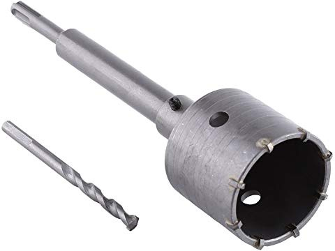 Kernbohrer Hohlbohrkrone Set 65mm mit 200mm Stange Plus Adapter Schraubenschlüssel Steckdosenbohrer für Ziegel Beton Zement Stein