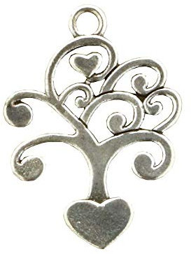 12X Ciondolo metallo albero della vita cuore 4cm decorazione bomboniera