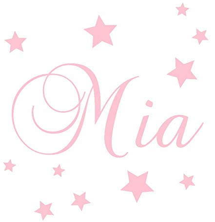 timalo® Wandtattoo mit Name – inkl. Sterne – personalisierbar für Kinder – Jungen und Mädchen | 73077c-pastellrosa-100cm-30sterne