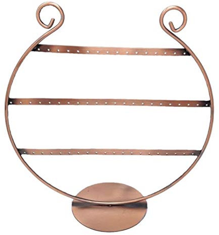 R&F srls Espositore per Orecchini e Gioielli in Rame Bronzo, Rustic Elegant, Portatile, 58 Compartimenti, 11 x 27 x 29 cm