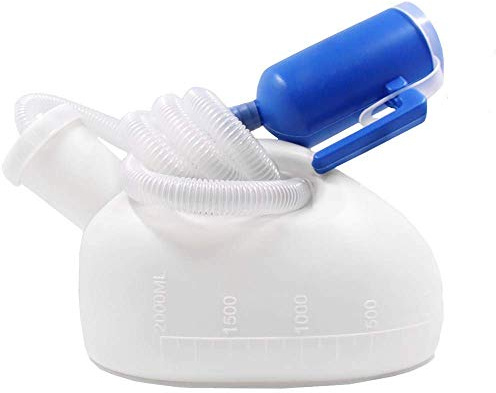 GHzzY Botella Masculina portátil de 2000 ML - Colector urinario con Tubo de 160 cm. - Urinario Reutilizable para hospitales, Camping, automóviles y Viajes (2 Piezas),White