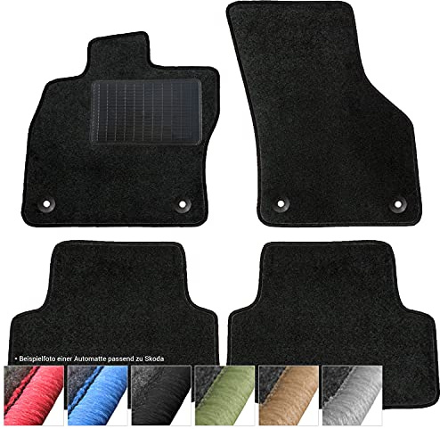 moto-MOLTICO Fußmatten Auto - Velours Autoteppiche passend für Skoda Yeti ab 2009-4-teiliges Set - Schwarze Automatten mit Schwarzen Ziernähten