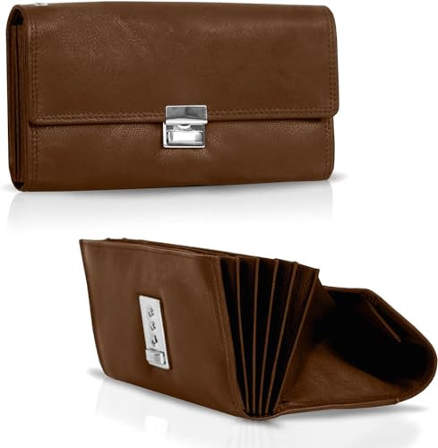 FLEXIBILITE Kellner Geldbörse Kellnerportemonnaie Echt Leder [2026] RFID (18,5 x 9,5 x 4,5 cm) | Kellnerbörse Kellnergeldbeutel aus Leder | Bedienungsgeldbeutel Taxi Portemonnaie Braun