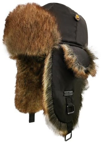 Alkaidstar Unisex Fliegermütze Rib Bomber Aviator Pilot Hat Faux Fellmütze Winter Russische Mütze Herren Bomber Hut Fliegermütze Erwachsenen Wintermütze Ohrenschützer