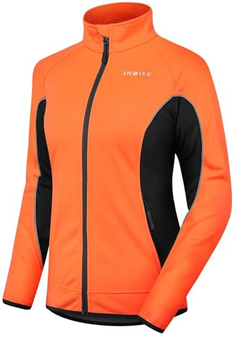INBIKE Damen-Fahrradjacke, Radfahren, Laufen, Windbreaker, Thermo-Fleece, gefüttert, reflektierender Mantel für kaltes Wetter, Winter