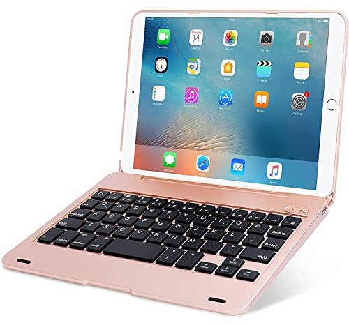 ERY Cubierta Teclado para iPad Mini 5 / Mini 4 Teclado Inalámbrico Desmontable Estuche Rígido Cubierta Folio Inteligente con Función Reposo/Activación Automática con Rotación 130 Grados,Rose Gold