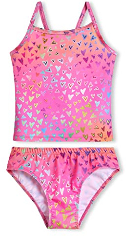 Bathing Suits for Girls Tankini Sets Two Piece Swimsuits Size 9-10 Years Old Hotpink Heart Print Surfing Water Sports Swimwear