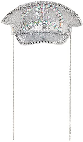 BPURB Mujeres Steampunk Rave Capitán Estilo Rhinestone Lentejuelas Sombrero Top Forma para Hombres Festival Carnaval Halloween Traje Cosplay