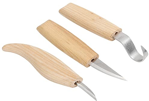 Holzschnitzwerkzeuge, 3 in 1 Edelstahl Schnitzmesser, Holzschnitzset, Haken, Sloyd, Spanmesser mit ergonomischem Griff, DIY Holzschnitzset für Anfänger, Erwachsene, Kinder