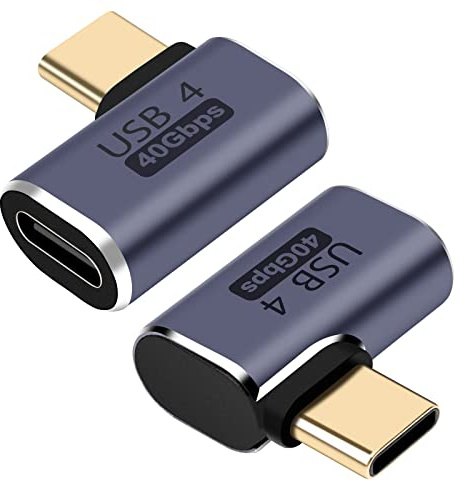 AIYEEN Adaptateur USB C 40Gbps Mâle vers Femelle Angle Droit, 2 Paquets | USB 4.0 Type C, Transfert de Données, Compatible Samsung MacBook, Connecteur