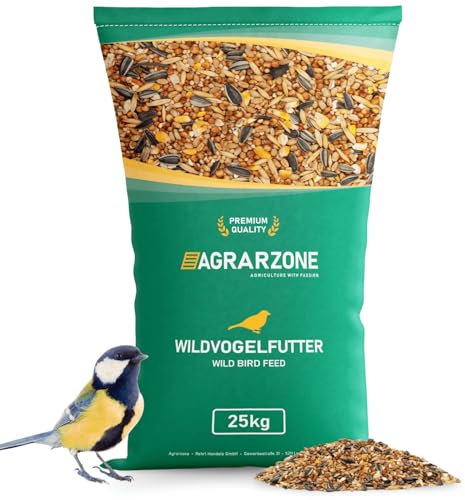 Agrarzone Vogelfutter Wildvögel ganzjährig 20Kg - Wildvogelfutter 20Kg mit hochwertigem Körner-Mix für alle Vögel - Fettfutter mit Sonnenblumenkerne - Staubfrei & ohne Zusatzstoffe