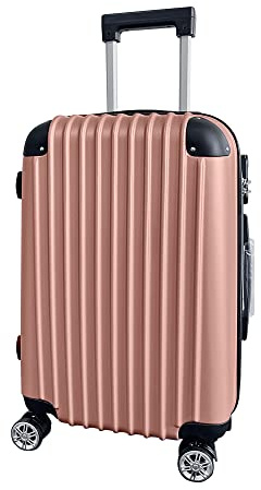 Panana 28 Modern Design Hard Shell Cabin ABS Suitcase 4 Wheel Luggage Trolley Case Lightweight (Style2-Rose Gold, 28 Large)