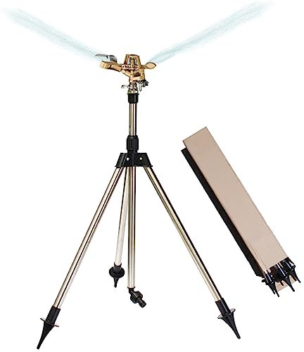 1/4 Rotating Tripod Sprinkler Garden Sprinkler Tripod Water Sprinkler 360 Degree Large Area Coverage Telescopic Metal Sprinkler Garden Watering On Tripod Base