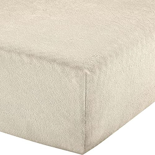Erwin Müller Boxspring-Spannbettlaken Frottee-Stretch, Spannbetttuch für Boxspringbett Füssen - pflegeleicht, formstabil, mit Rundumgummi, sehr Gute Passform - Natur Größe 90x190 cm - 100x200 cm